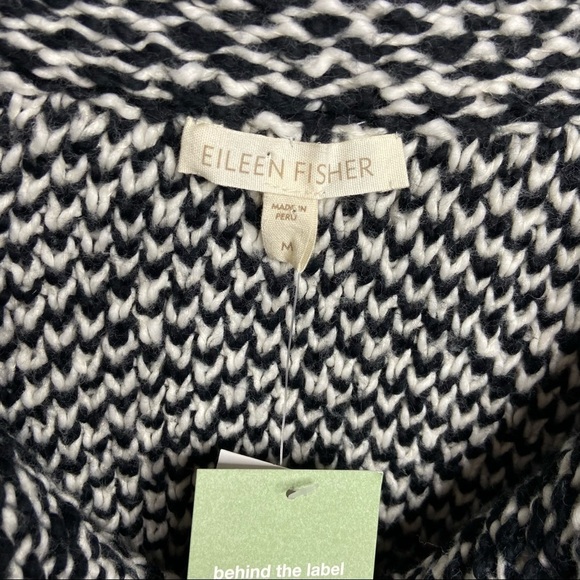 NWT Eileen Fisher Sz Medium Stand Collar Long Jacket Cotton Chunky Sweater $358 - Picture 3 of 6